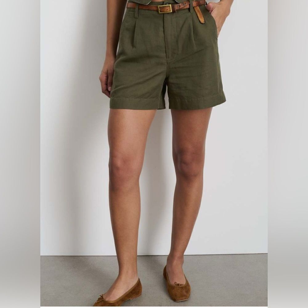 Alex Mill women’s pleated utility field shorts in Olive Green, Size 12